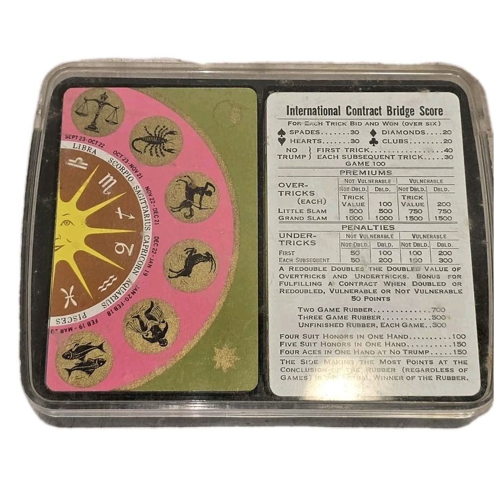 🔮 RARE EUC 1960s Congress Zodiac Playing Cards Dual Deck MOD Astrology